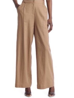 Nordstrom Open Edit  Linen Blend  Wide-Leg Pants Brown/Taupe - M